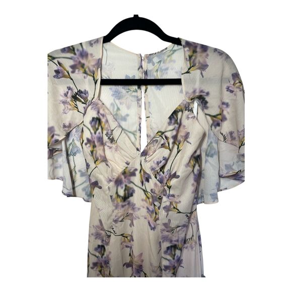 Club L London Floral Print Plunge-Neck Maxi Dress w/ High Front Split | US 4 - Picture 9 of 11